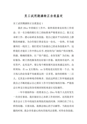 员工试用期满转正自我鉴定精编.docx