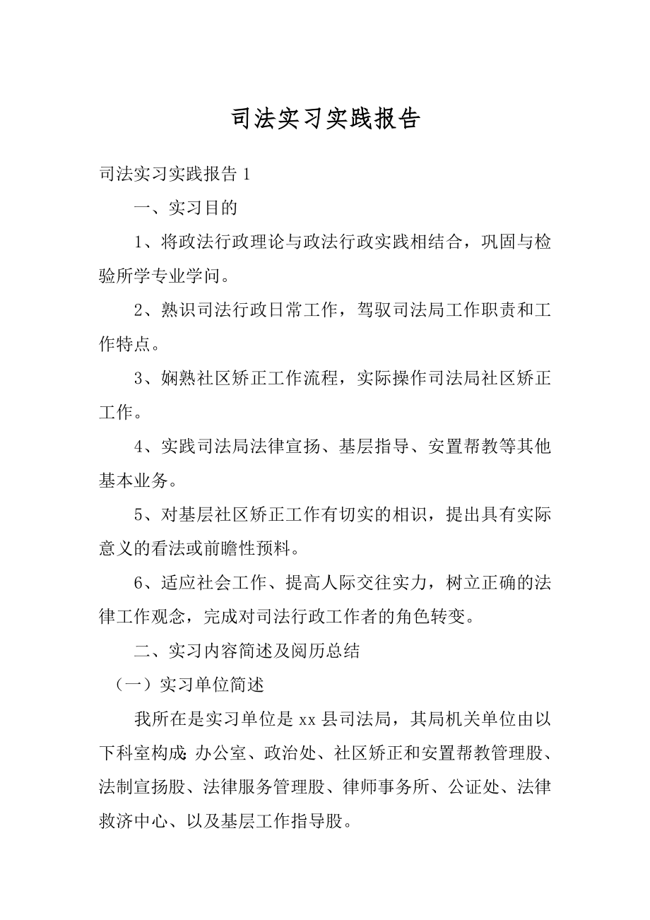 司法实习实践报告精编.docx_第1页