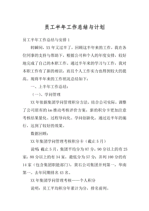 员工半年工作总结与计划最新.docx