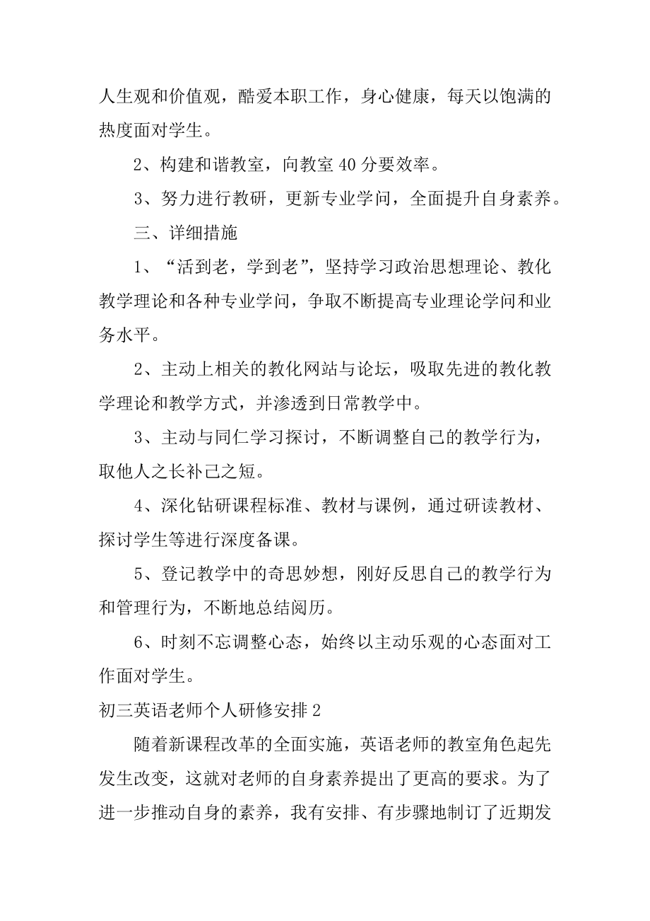 初三英语教师个人研修计划精编.docx_第2页