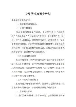 小学毕业班教学计划精品.docx