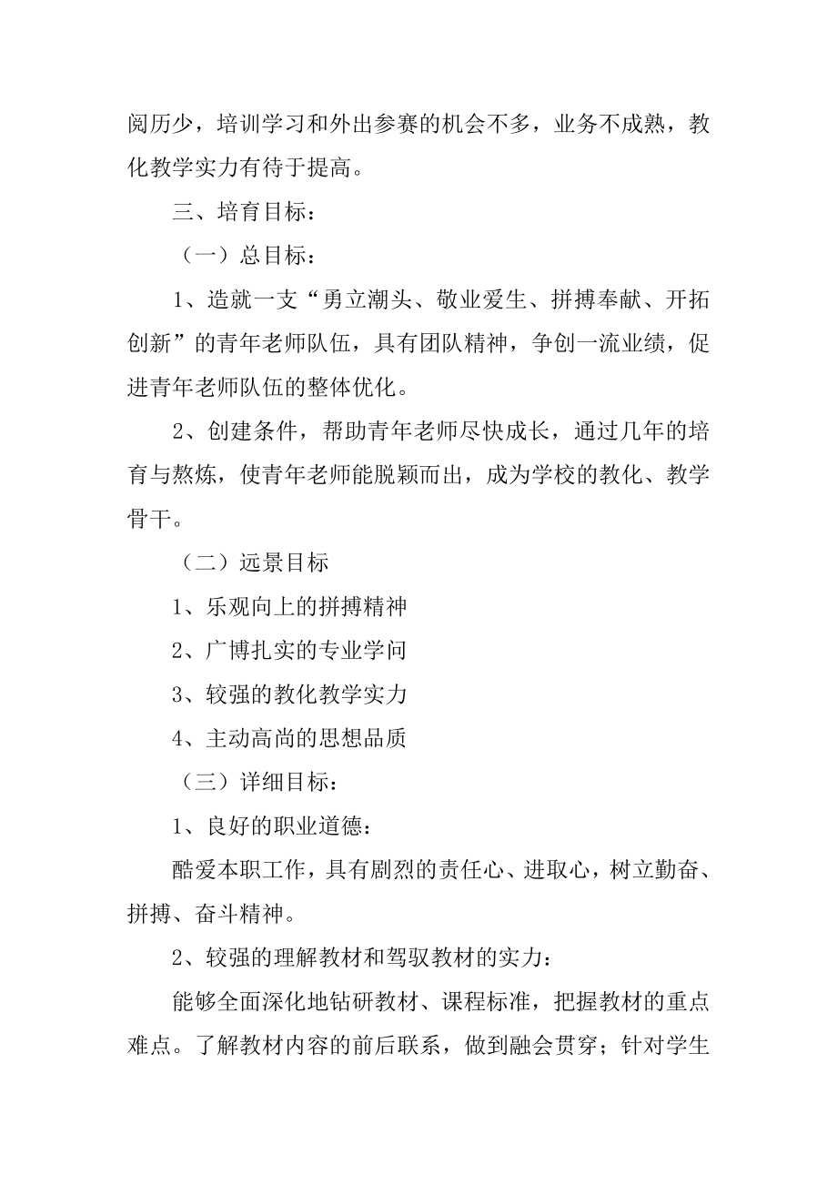 小学青年教师培养工作计划汇总.docx_第2页