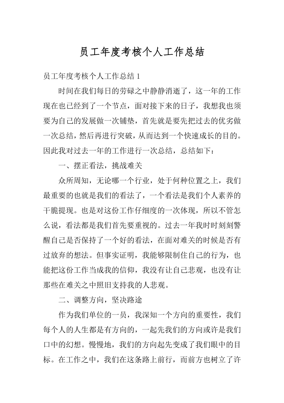 员工年度考核个人工作总结精编.docx_第1页