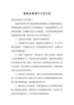 医院内部审计工作计划汇总.docx