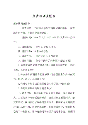 压岁钱调查报告汇编.docx