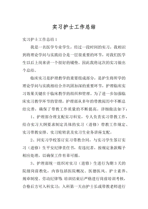 实习护士工作总结汇总.docx