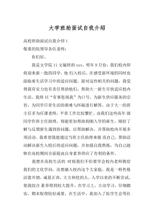 大学班助面试自我介绍范文.docx