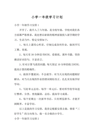 小学一年级学习计划范例.docx