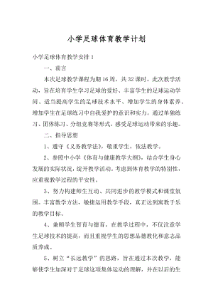 小学足球体育教学计划精编.docx