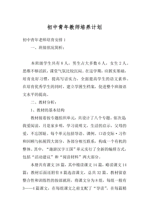 初中青年教师培养计划汇总.docx