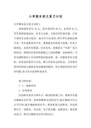 小学期末语文复习计划精编.docx