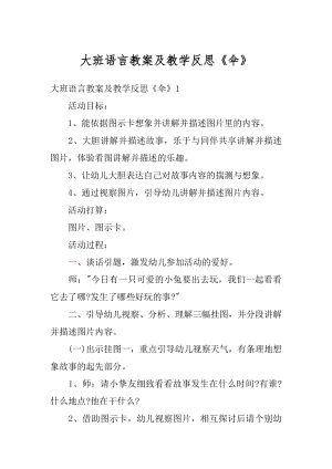 大班语言教案及教学反思《伞》汇编.docx