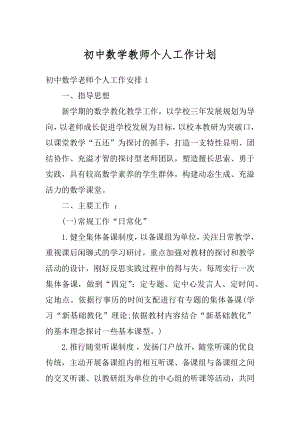 初中数学教师个人工作计划范文.docx