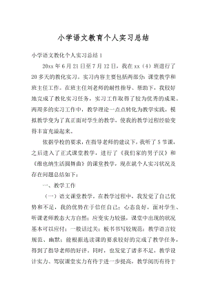 小学语文教育个人实习总结范文.docx