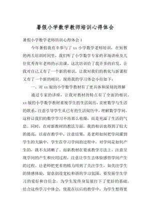 暑假小学数学教师培训心得体会范本.docx