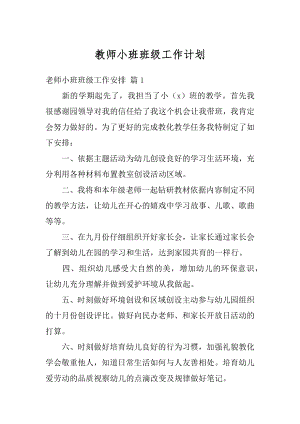 教师小班班级工作计划最新.docx