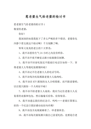 惹老婆生气给老婆的检讨书汇总.docx