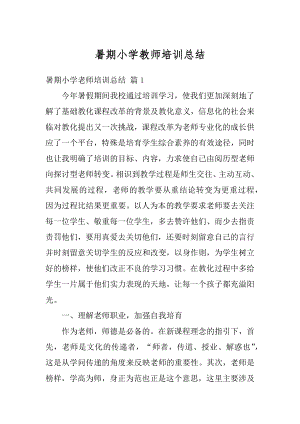 暑期小学教师培训总结范文.docx