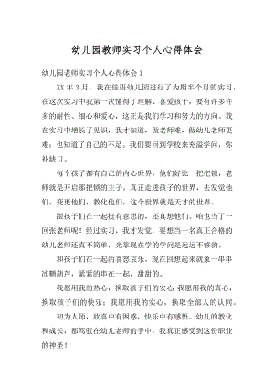 幼儿园教师实习个人心得体会精编.docx