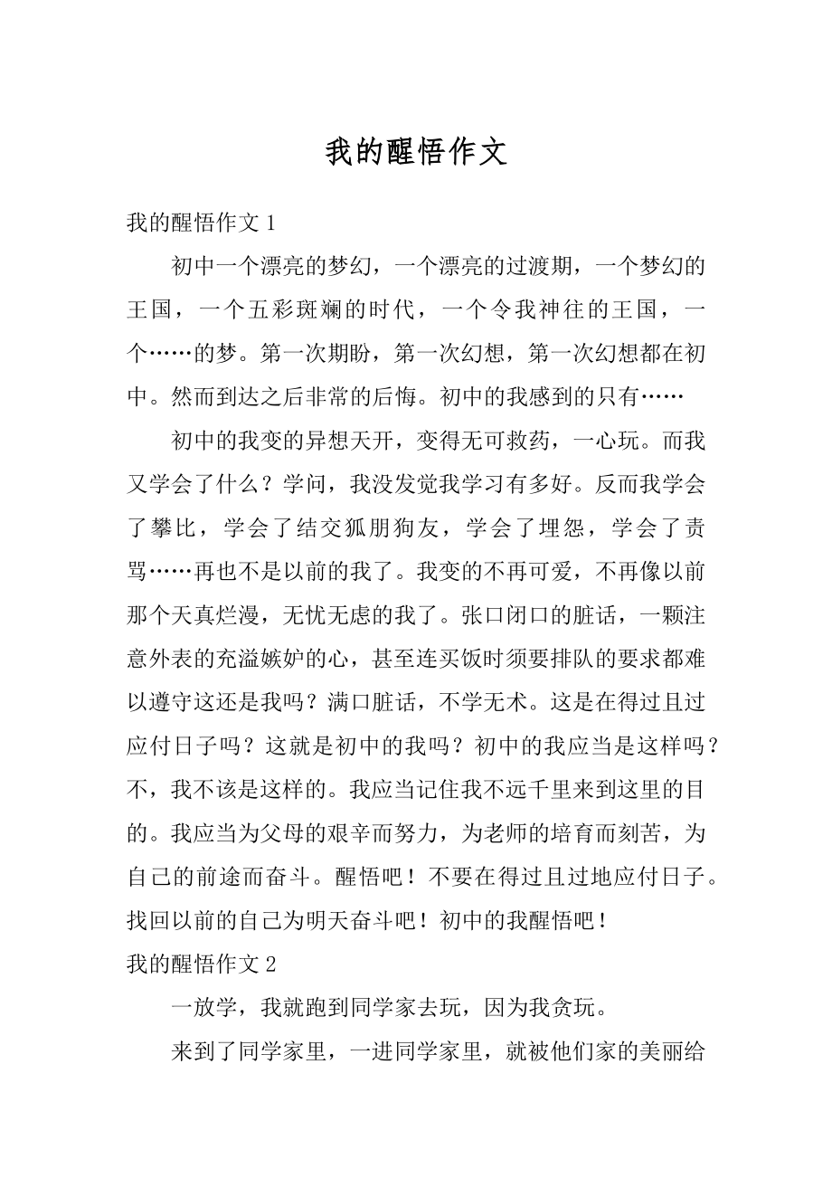 我的醒悟作文优质.docx_第1页