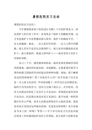 暑假医院实习总结例文.docx