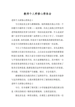 教师个人研修心得体会例文.docx