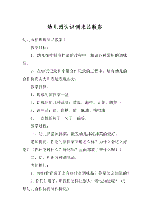 幼儿园认识调味品教案精品.docx