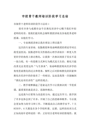 市级骨干教师培训阶段学习总结范本.docx