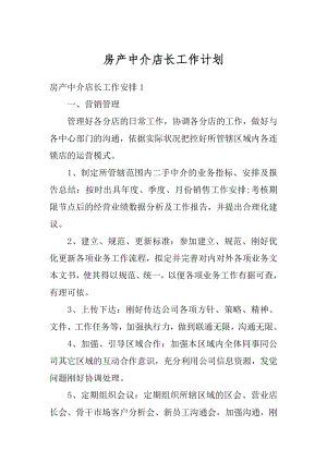 房产中介店长工作计划例文.docx