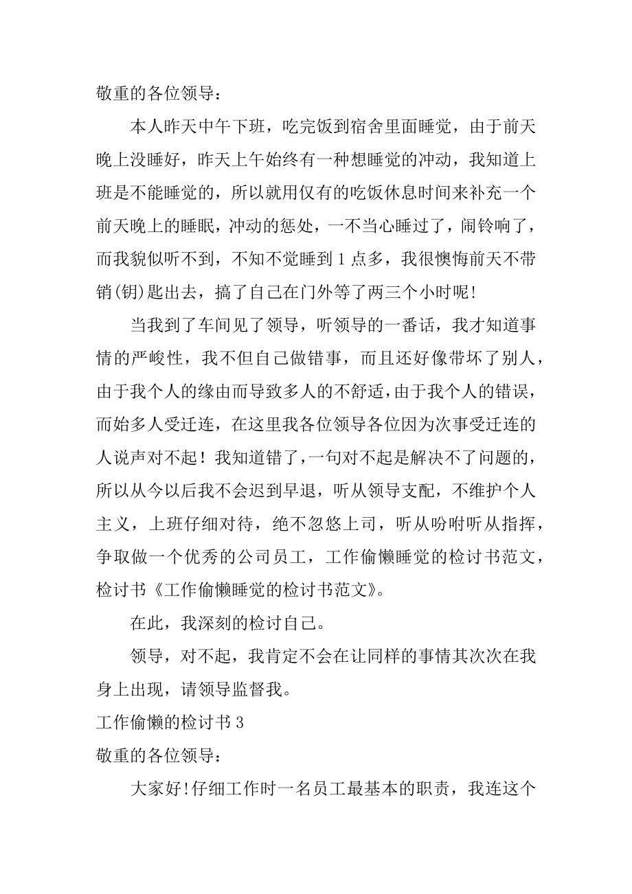 工作偷懒的检讨书汇总.docx_第2页