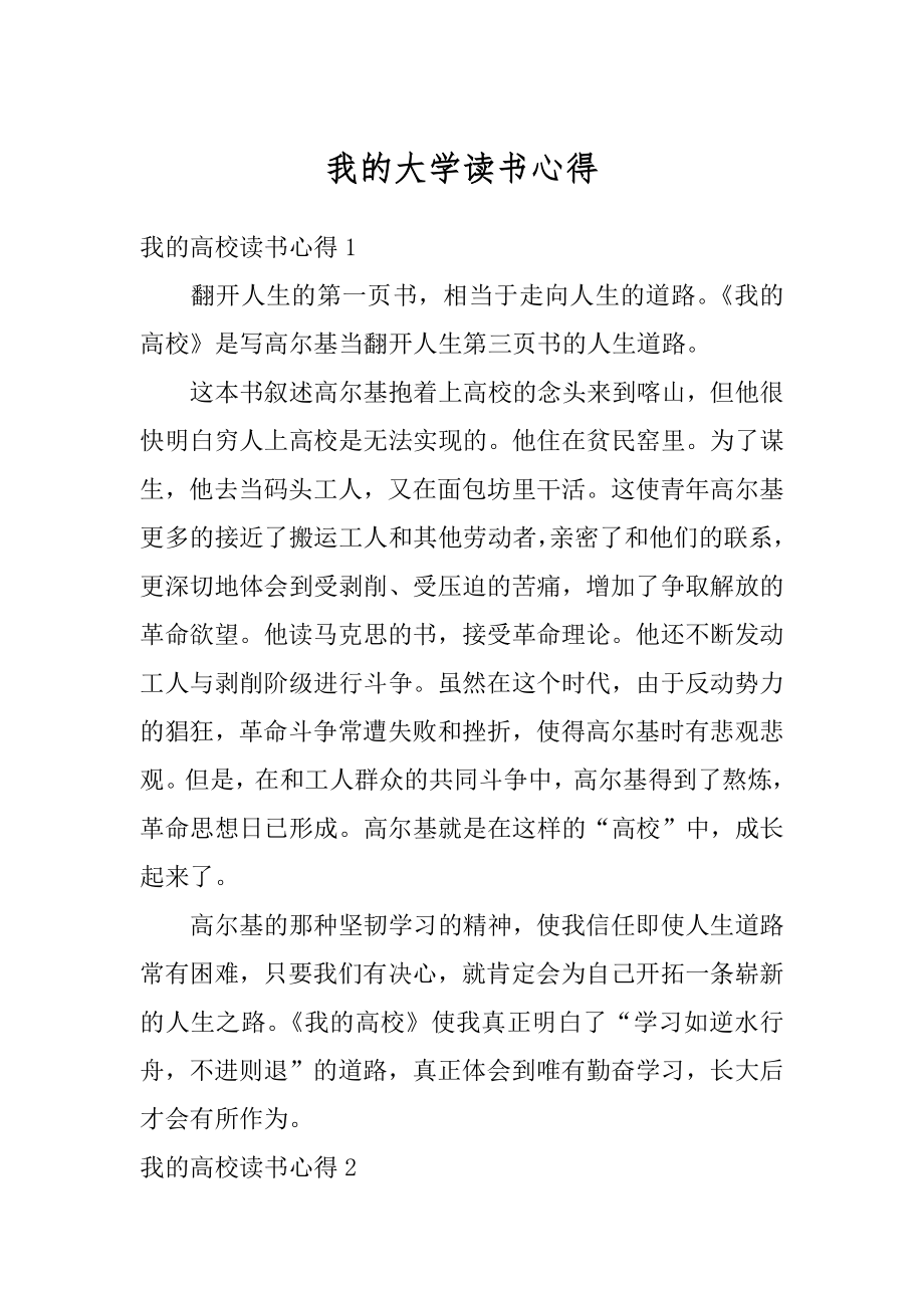 我的大学读书心得例文.docx_第1页