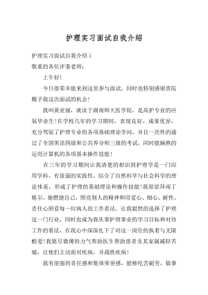 护理实习面试自我介绍范例.docx