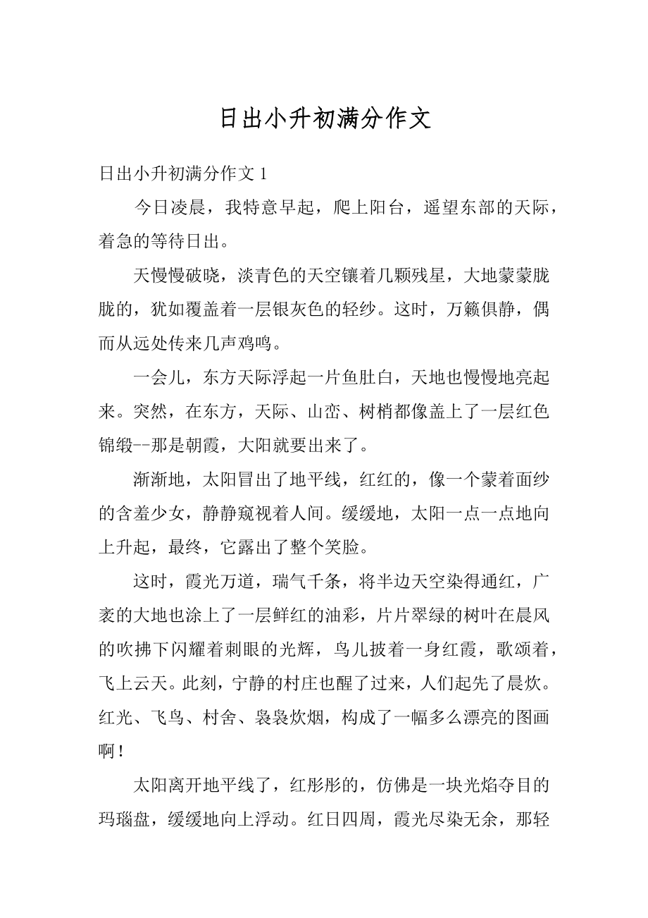 日出小升初满分作文汇总.docx_第1页