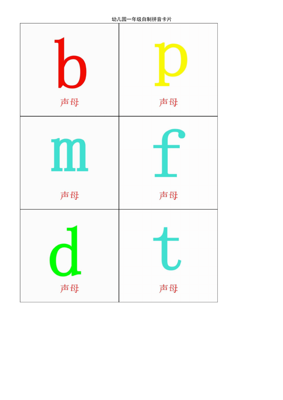 (2021年整理)幼儿园一年级自制拼音卡片.pdf_第2页