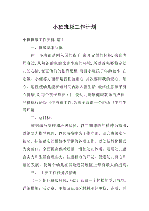 小班班级工作计划优质.docx