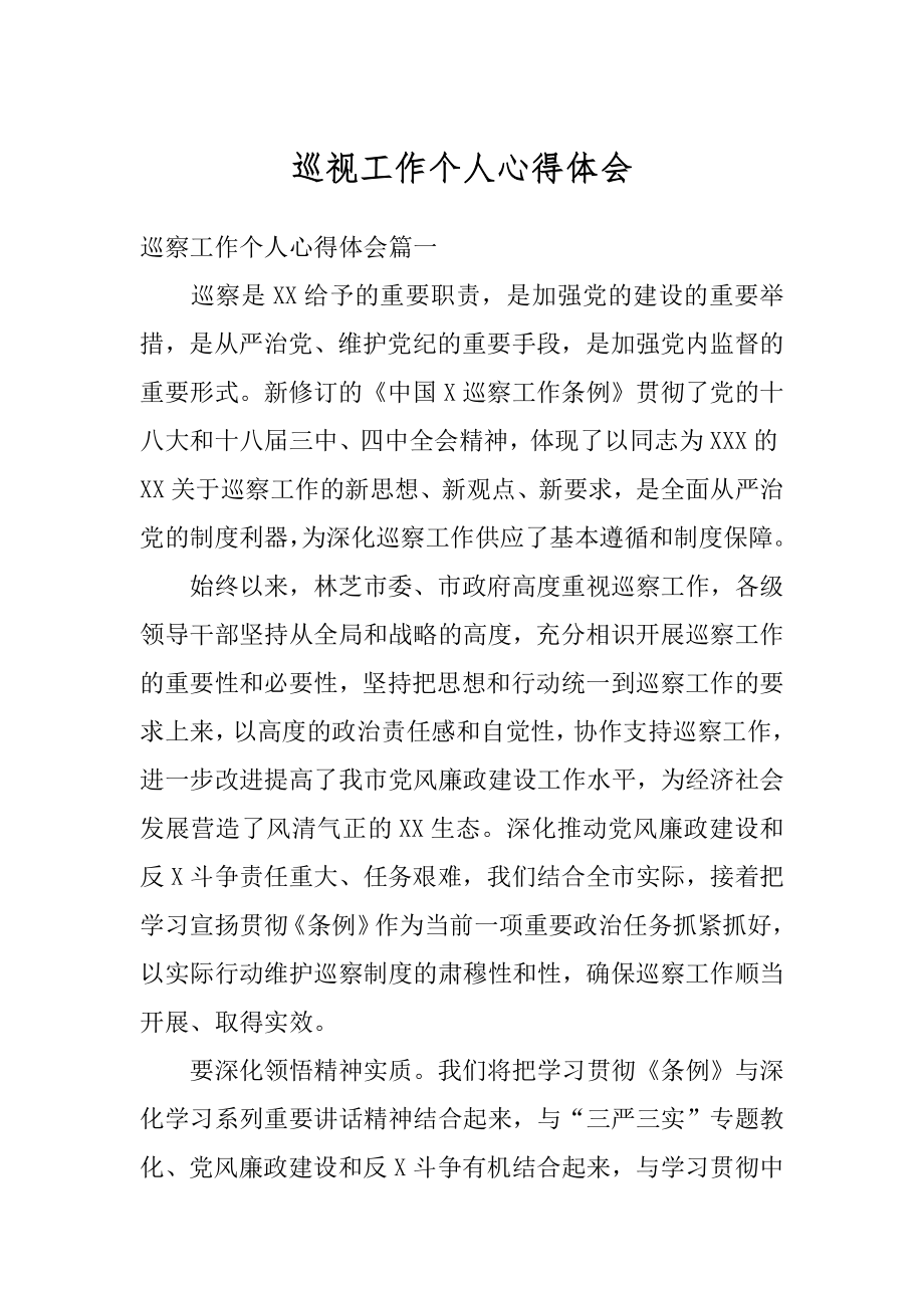 巡视工作个人心得体会范文.docx_第1页