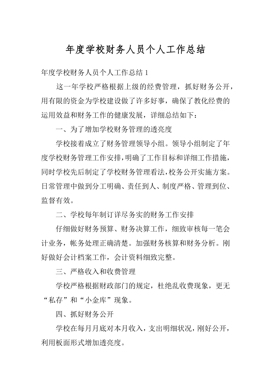 年度学校财务人员个人工作总结范文.docx_第1页