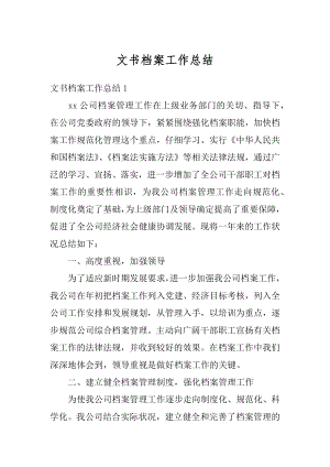 文书档案工作总结精编.docx