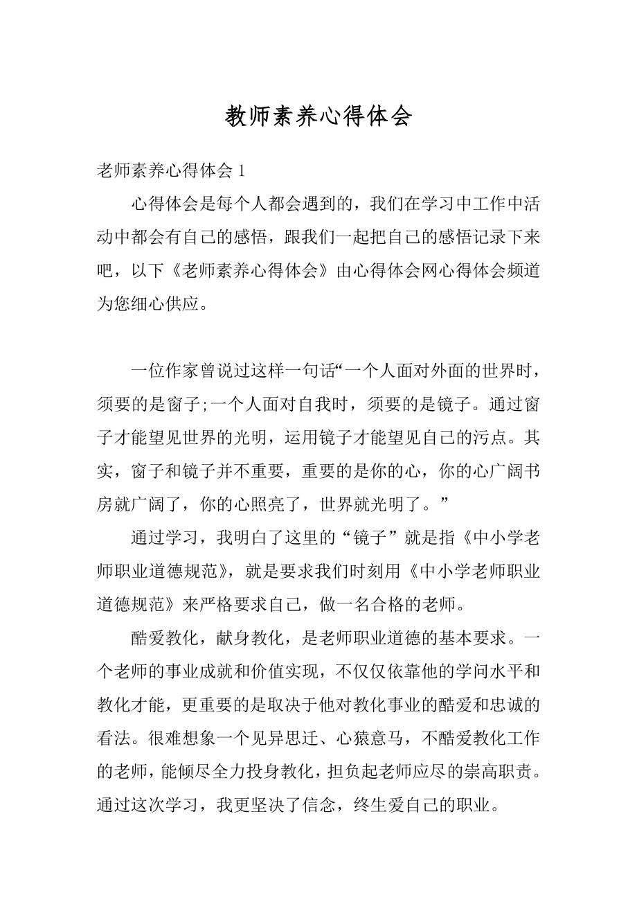 教师素养心得体会精选.docx_第1页