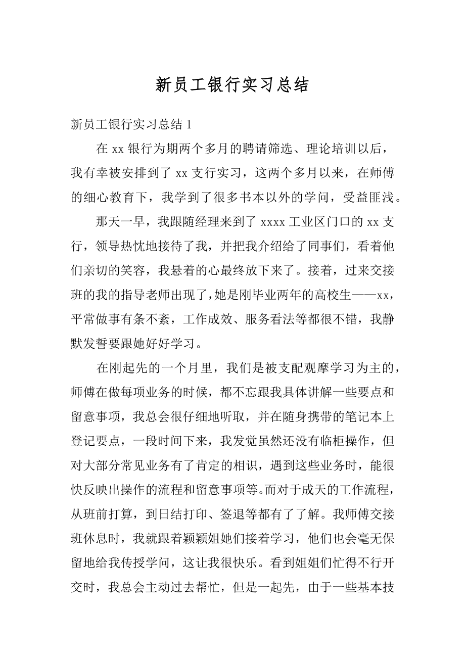 新员工银行实习总结精编.docx_第1页