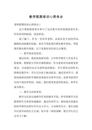 教师假期培训心得体会范例.docx