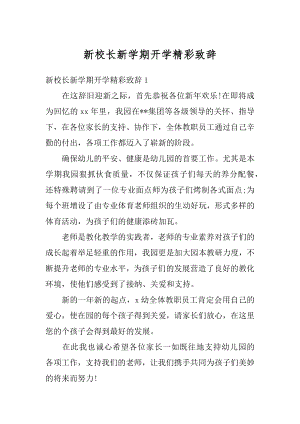 新校长新学期开学精彩致辞范文.docx