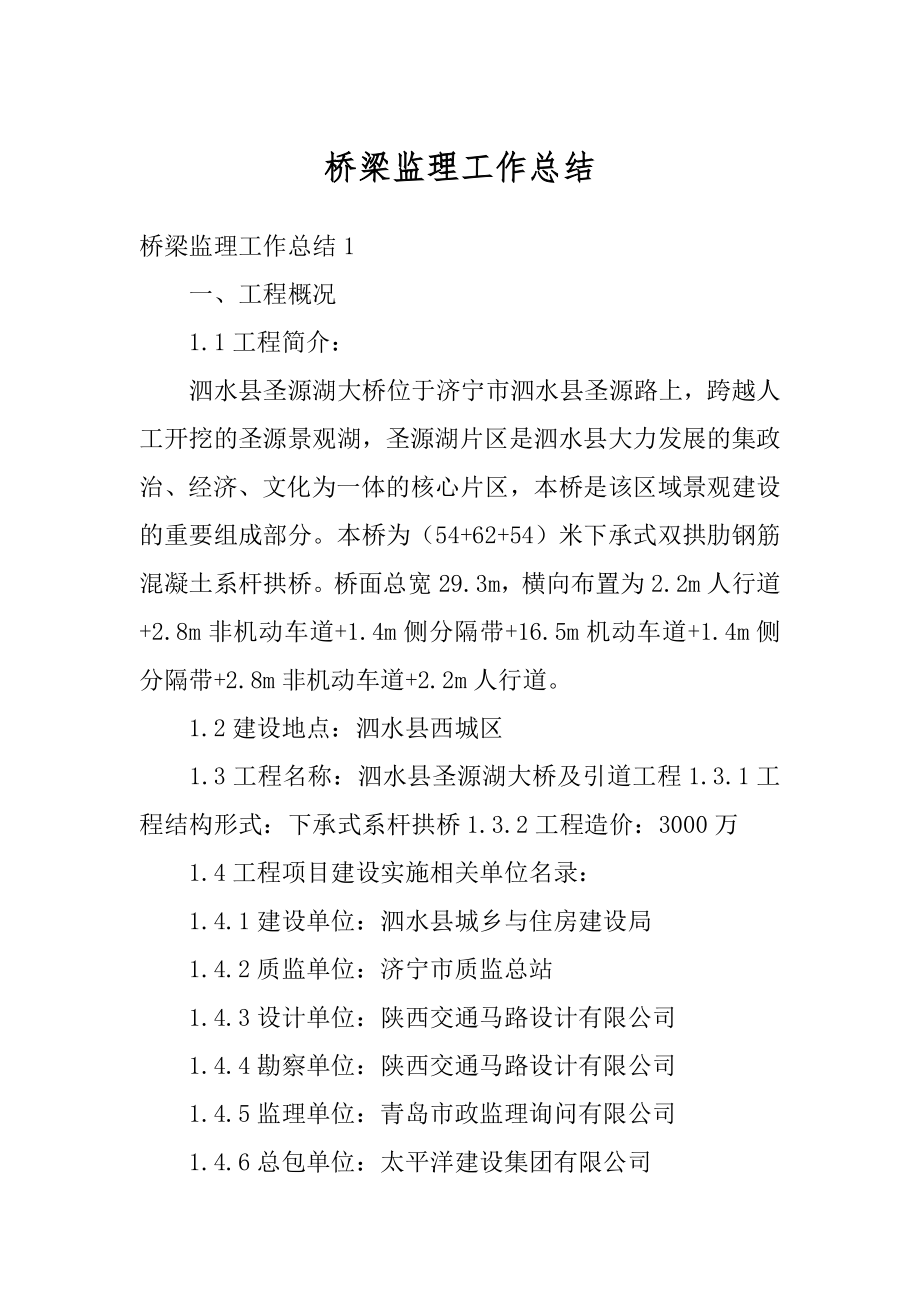 桥梁监理工作总结优质.docx_第1页