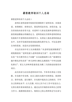 暑假教师培训个人总结优质.docx