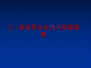 最新十二章民营企业人力资源ppt课件.ppt