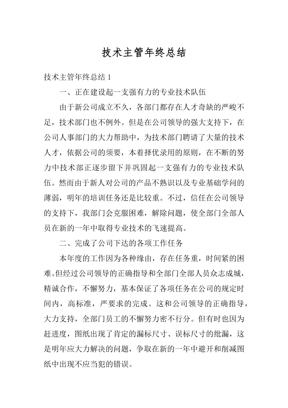 技术主管年终总结精选.docx_第1页