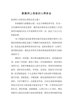 新教师上岗培训心得体会精编.docx