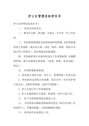 护士长管理目标责任书汇总.docx