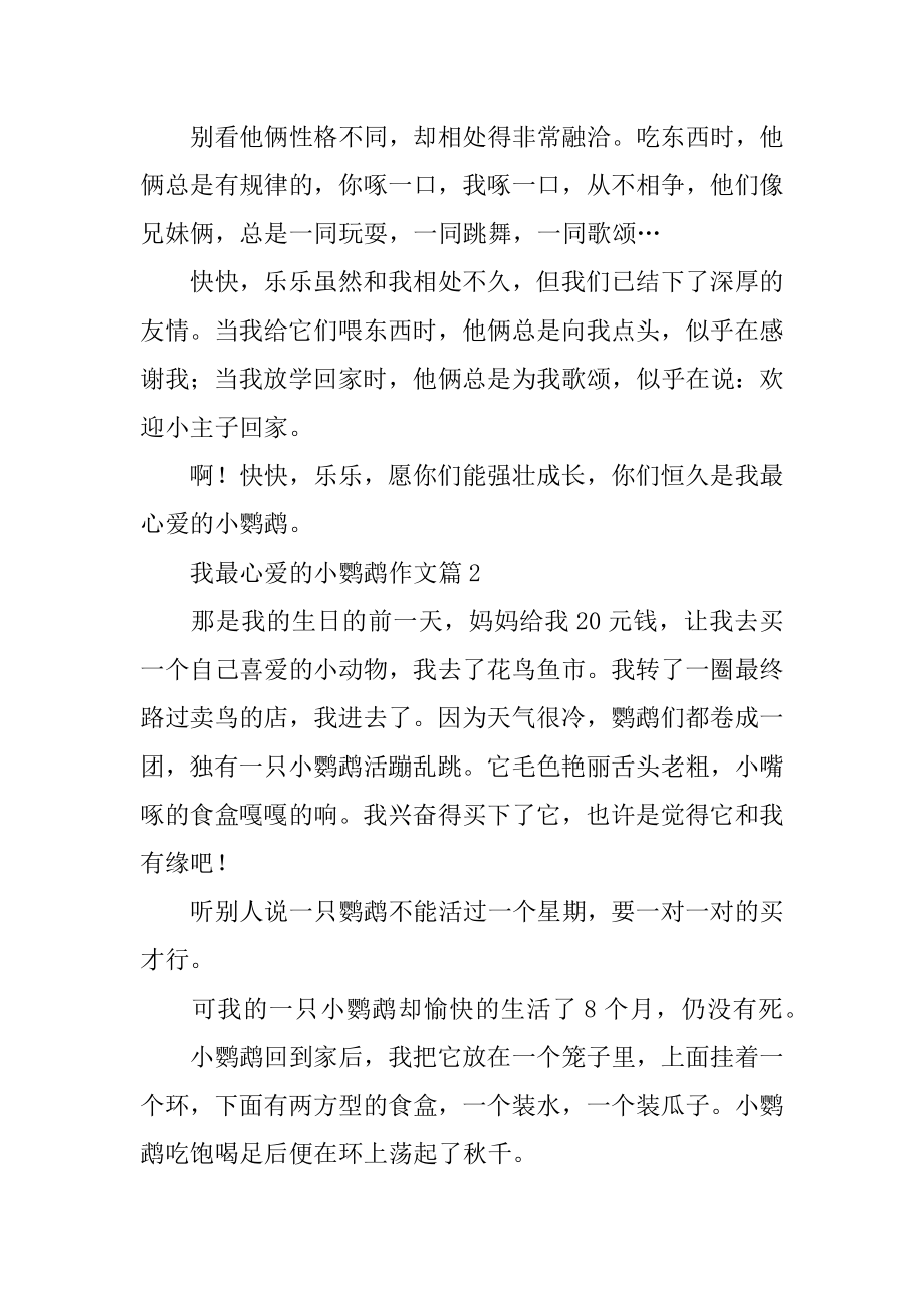 我最心爱的小鹦鹉作文汇总.docx_第2页