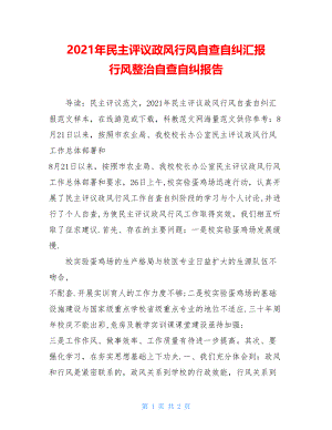 2021年民主评议政风行风自查自纠汇报 行风整治自查自纠报告.doc